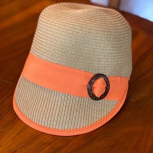 Straw Cap with Orange Ribbon